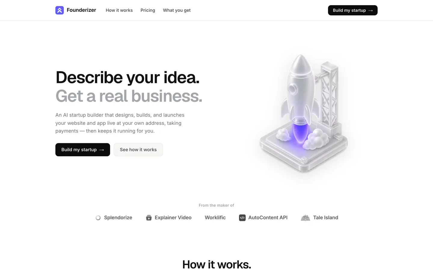 Founderizer homepage